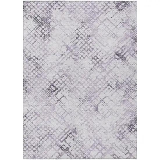 Purple Lavender And Silver Geometric Washable Indoor Outdoor Area Rug Photo 2