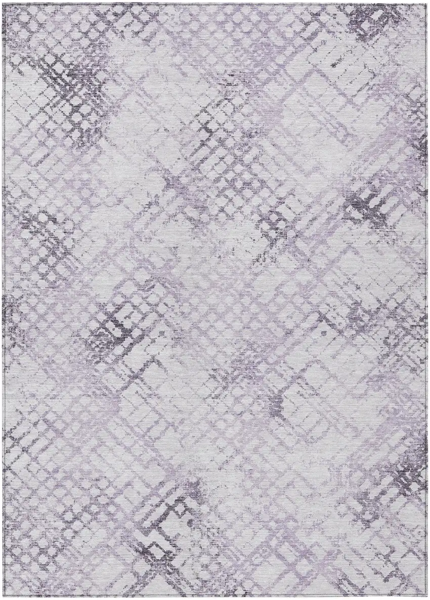 Purple Lavender And Silver Geometric Washable Indoor Outdoor Area Rug Photo 2
