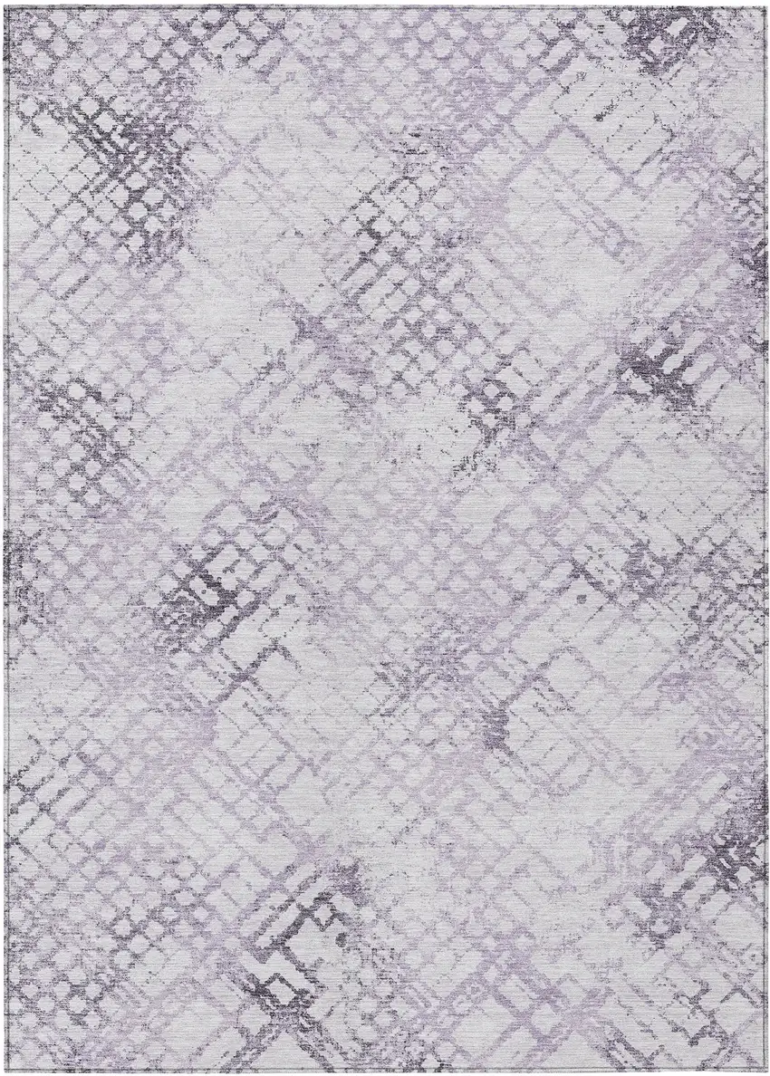 Purple Lavender And Silver Geometric Washable Indoor Outdoor Area Rug Photo 2