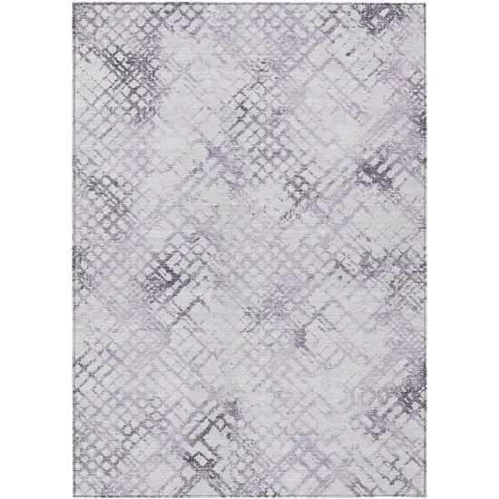 Purple Lavender And Silver Geometric Washable Indoor Outdoor Area Rug Photo 2