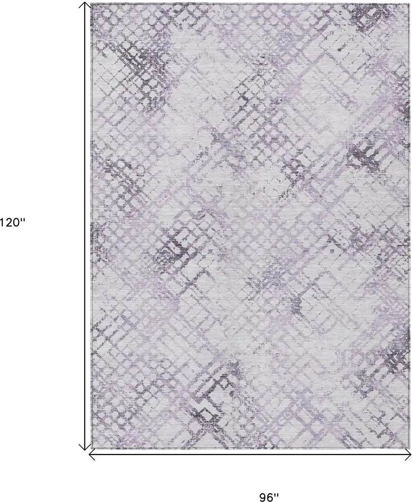 Purple Lavender And Silver Geometric Washable Indoor Outdoor Area Rug Photo 3
