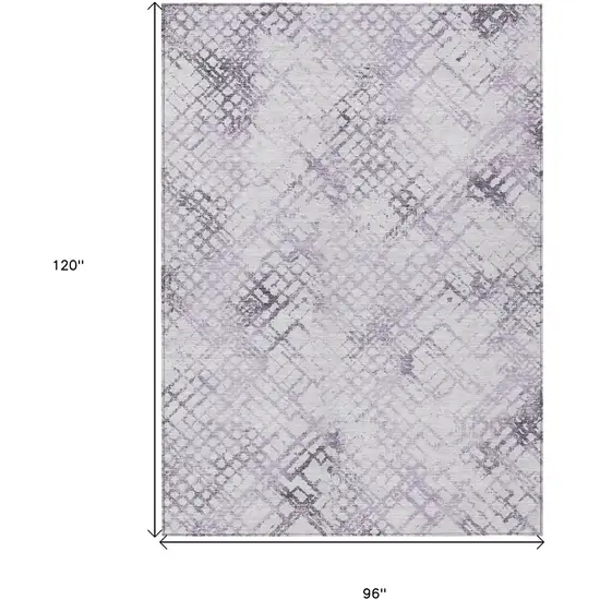 Purple Lavender And Silver Geometric Washable Indoor Outdoor Area Rug Photo 3