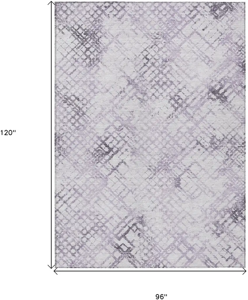 Purple Lavender And Silver Geometric Washable Indoor Outdoor Area Rug Photo 3