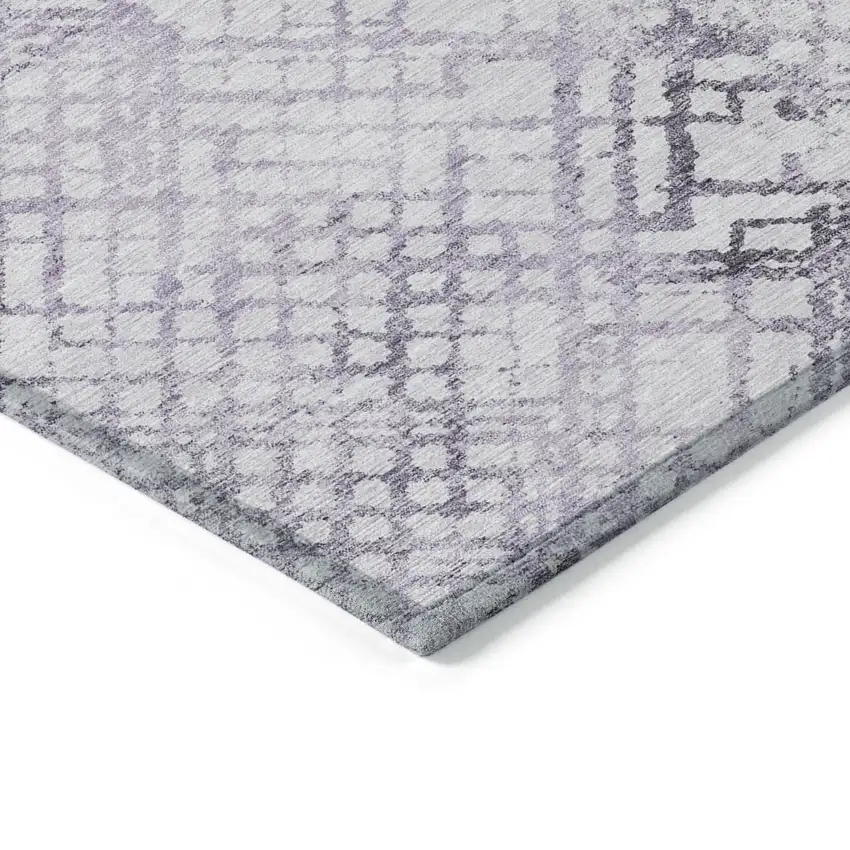 Purple Lavender And Silver Geometric Washable Indoor Outdoor Area Rug Photo 5