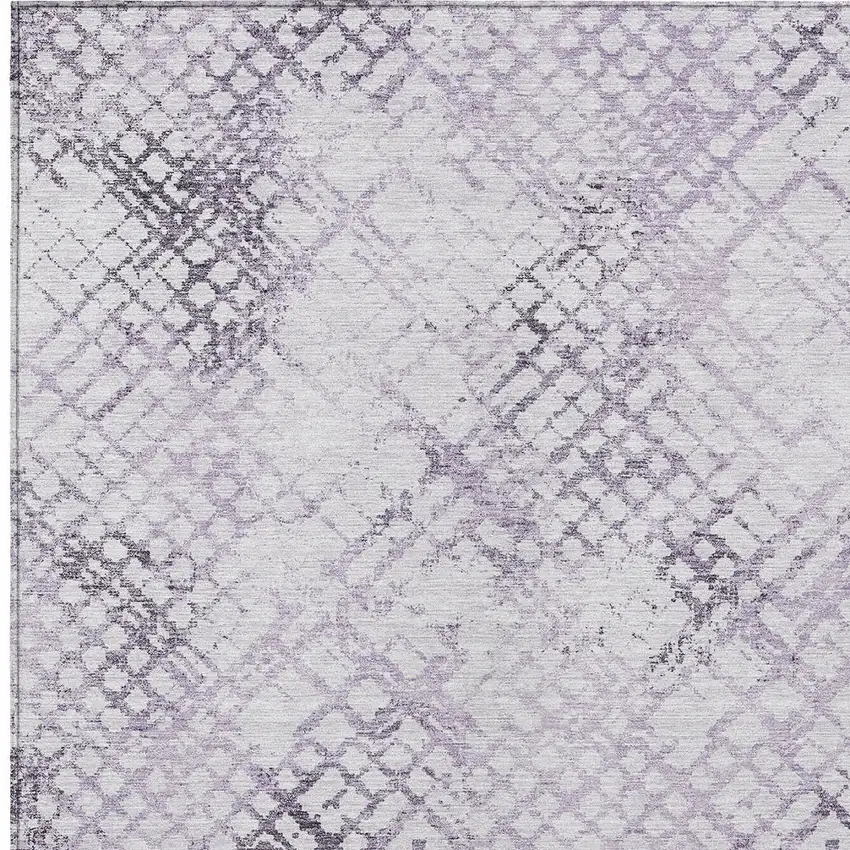 Purple Lavender And Silver Geometric Washable Indoor Outdoor Area Rug Photo 6