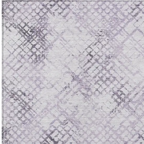 Purple Lavender And Silver Geometric Washable Indoor Outdoor Area Rug Photo 6