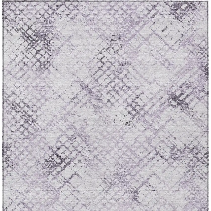 Purple Lavender And Silver Geometric Washable Indoor Outdoor Area Rug Photo 7