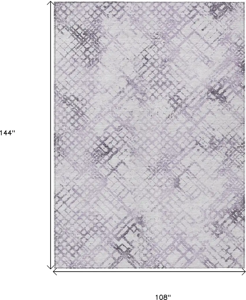 Purple Lavender And Silver Geometric Washable Indoor Outdoor Area Rug Photo 3