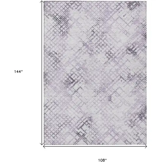 Purple Lavender And Silver Geometric Washable Indoor Outdoor Area Rug Photo 3