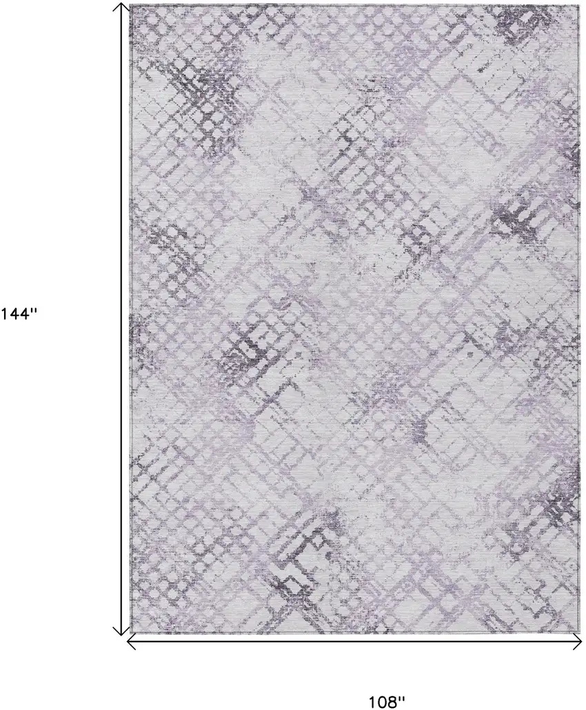 Purple Lavender And Silver Geometric Washable Indoor Outdoor Area Rug Photo 3