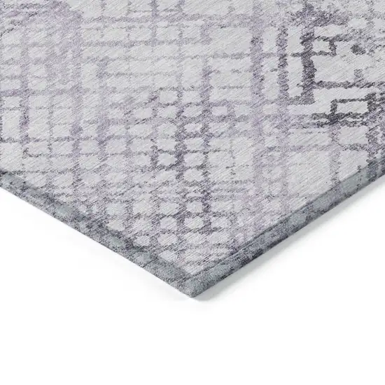 Purple Lavender And Silver Geometric Washable Indoor Outdoor Area Rug Photo 5