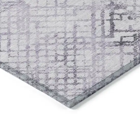 Purple Lavender And Silver Geometric Washable Indoor Outdoor Area Rug Photo 5