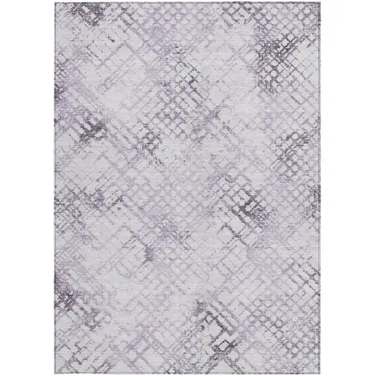 Purple Lavender And Silver Geometric Washable Indoor Outdoor Area Rug Photo 7