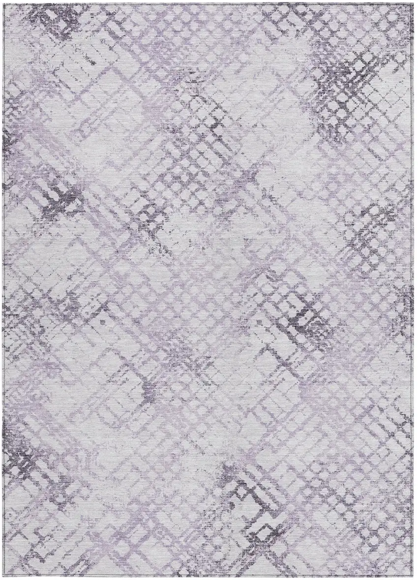 Purple Lavender And Silver Geometric Washable Indoor Outdoor Area Rug Photo 7