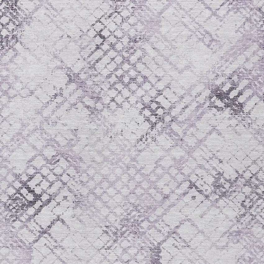 Purple Lavender And Silver Geometric Washable Indoor Outdoor Area Rug Photo 6