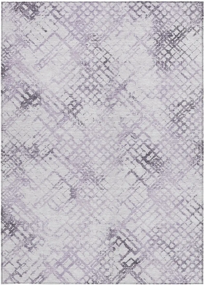 Purple Lavender And Silver Geometric Washable Indoor Outdoor Area Rug Photo 7