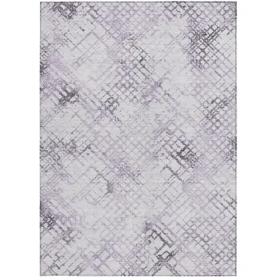 Purple Lavender And Silver Geometric Washable Indoor Outdoor Area Rug Photo 7