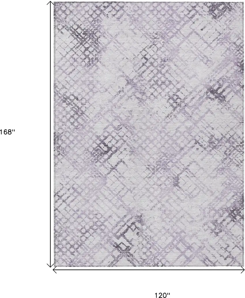 Purple Lavender And Silver Geometric Washable Indoor Outdoor Area Rug Photo 3