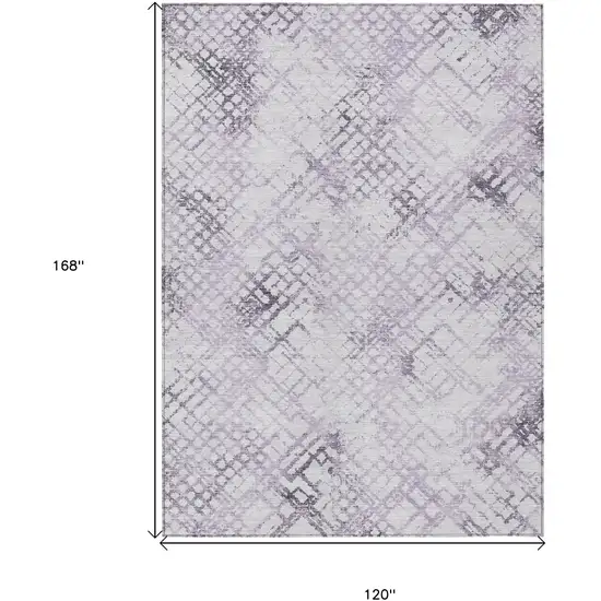 Purple Lavender And Silver Geometric Washable Indoor Outdoor Area Rug Photo 3