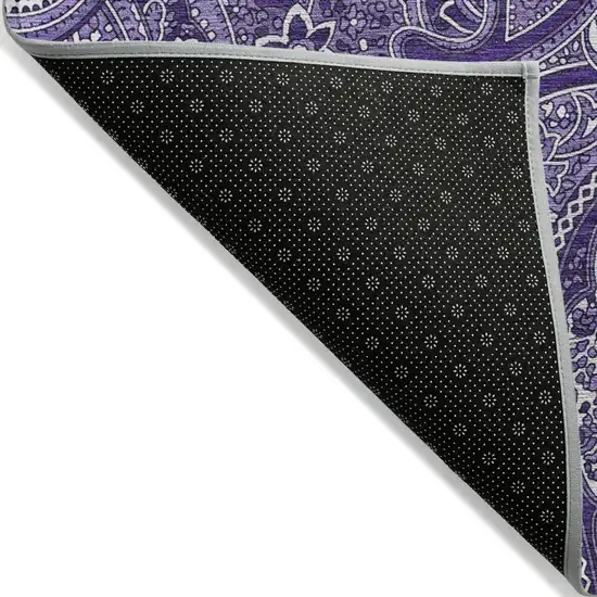 Purple Lavender And Silver Paisley Washable Indoor Outdoor Area Rug Photo 4