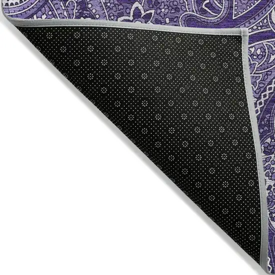 Purple Lavender And Silver Paisley Washable Indoor Outdoor Area Rug Photo 4