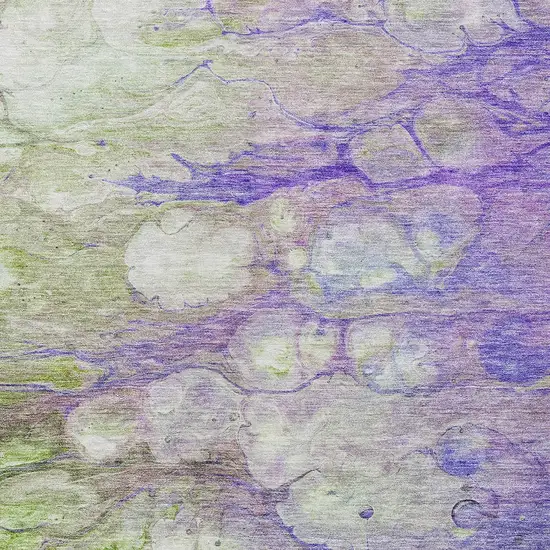Purple Lilac And Artichoke Green Abstract Washable Indoor Outdoor Area Rug Photo 5