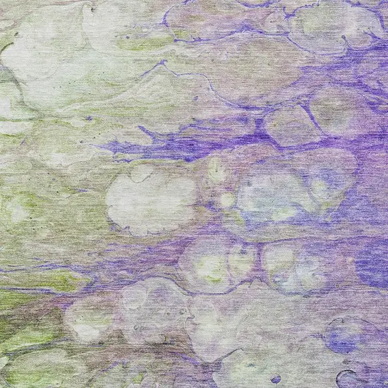 Purple Lilac And Artichoke Green Abstract Washable Indoor Outdoor Area Rug Photo 5
