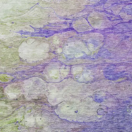 Purple Lilac And Artichoke Green Abstract Washable Indoor Outdoor Area Rug Photo 5