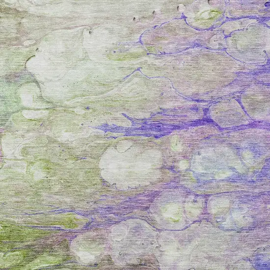 Purple Lilac And Artichoke Green Abstract Washable Indoor Outdoor Area Rug Photo 5