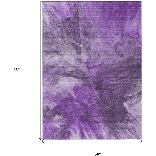 Purple Lilac And Eggplant Abstract Washable Indoor Outdoor Area Rug Photo 3
