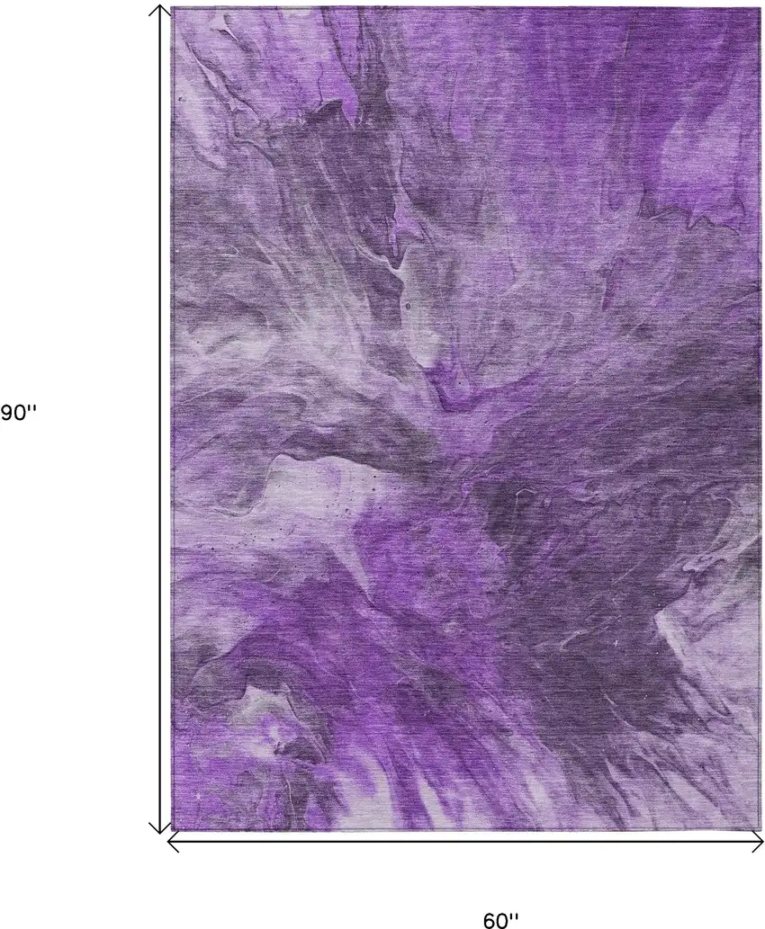 Purple Lilac And Eggplant Abstract Washable Indoor Outdoor Area Rug Photo 3