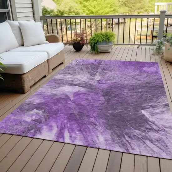 Purple Lilac And Eggplant Abstract Washable Indoor Outdoor Area Rug Photo 6
