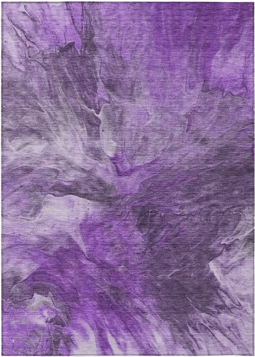 Purple Lilac And Eggplant Abstract Washable Indoor Outdoor Area Rug Photo 1
