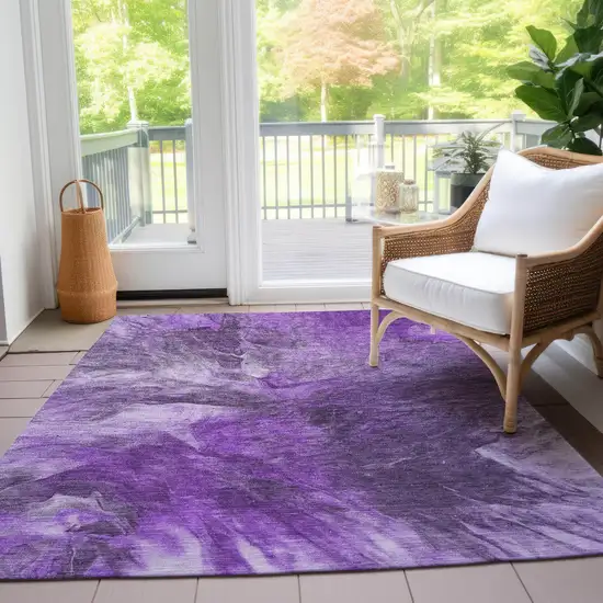 Purple Lilac And Eggplant Abstract Washable Indoor Outdoor Area Rug Photo 8