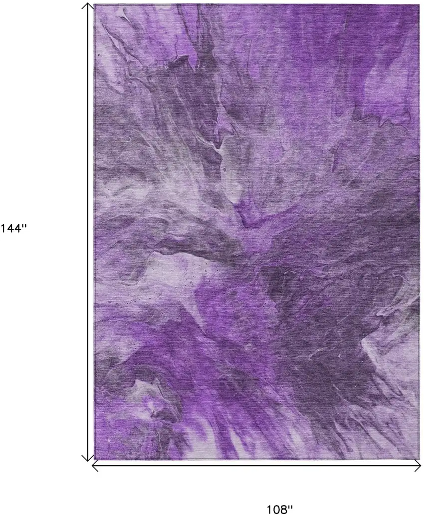 Purple Lilac And Eggplant Abstract Washable Indoor Outdoor Area Rug Photo 3