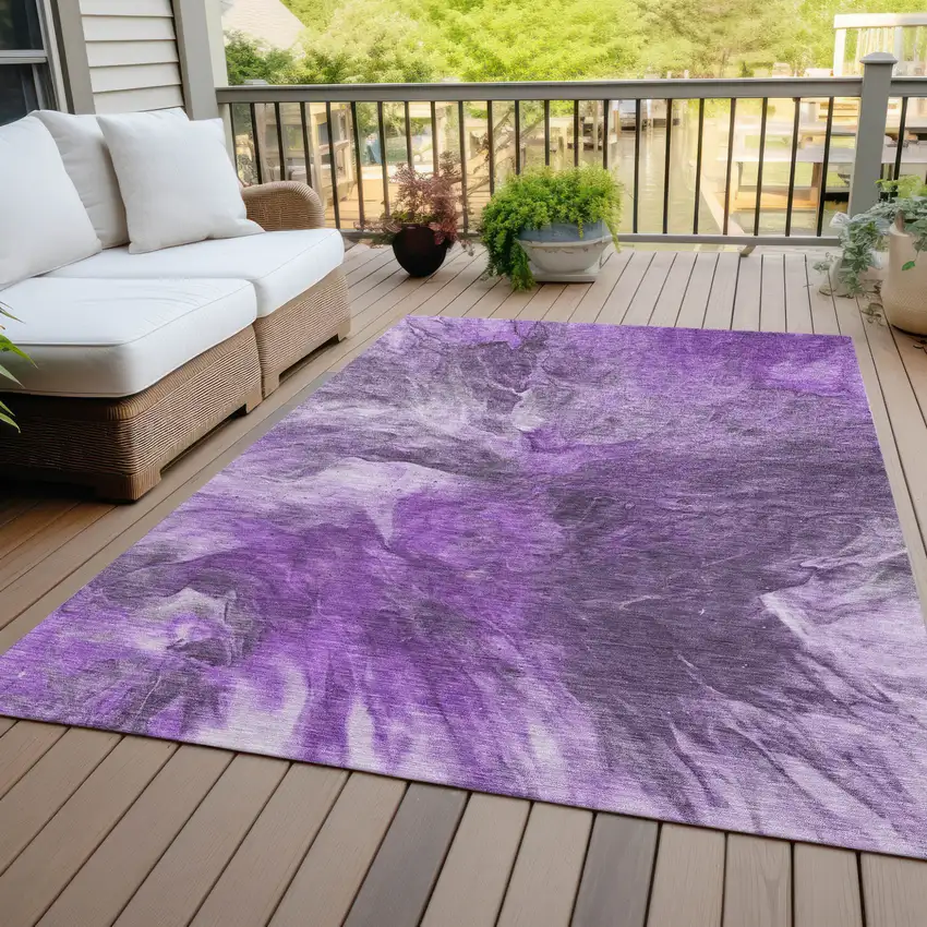 Purple Lilac And Eggplant Abstract Washable Indoor Outdoor Area Rug Photo 6