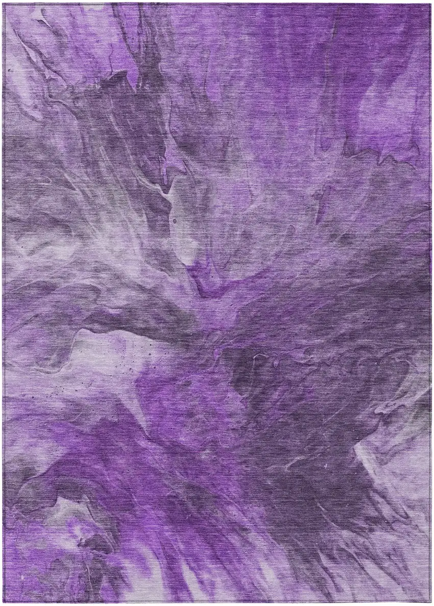 Purple Lilac And Eggplant Abstract Washable Indoor Outdoor Area Rug Photo 1