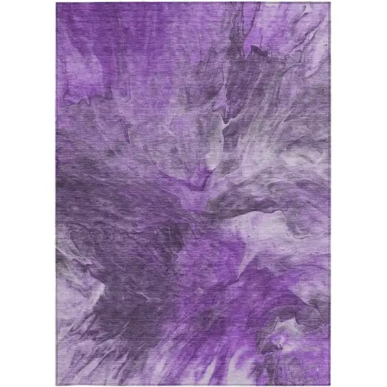 Purple Lilac And Eggplant Abstract Washable Indoor Outdoor Area Rug Photo 5