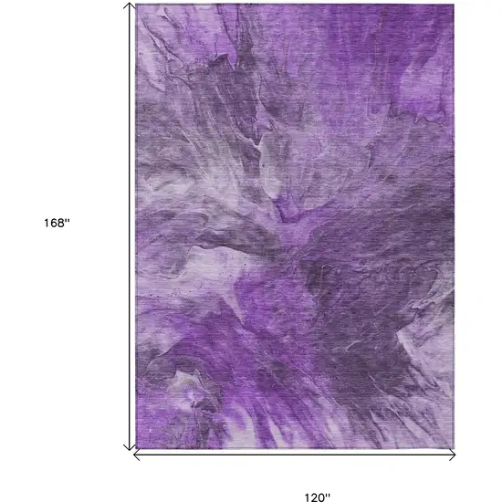 Purple Lilac And Eggplant Abstract Washable Indoor Outdoor Area Rug Photo 9