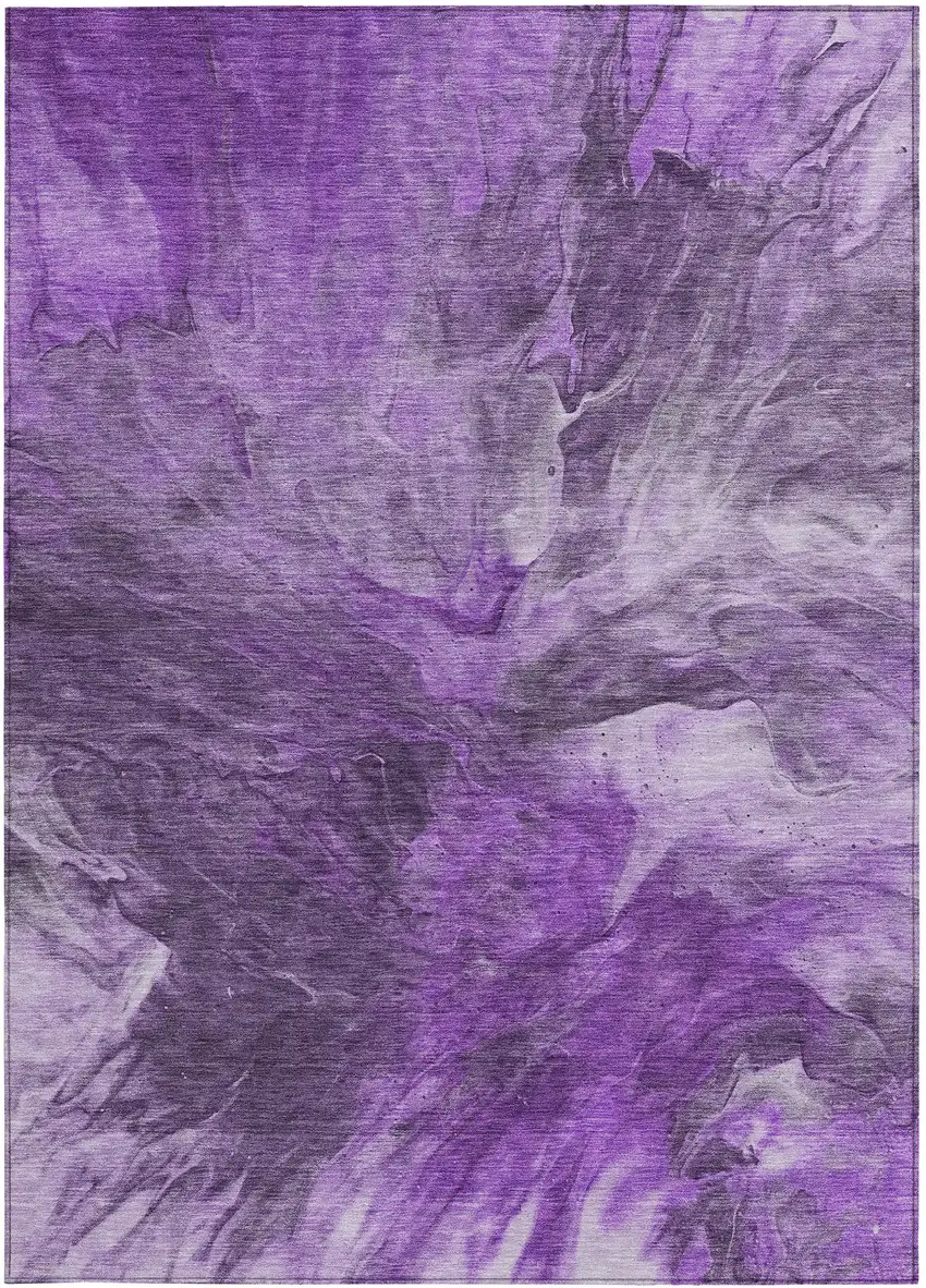 Purple Lilac And Eggplant Abstract Washable Indoor Outdoor Area Rug Photo 6