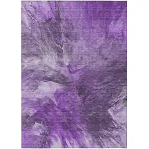Photo of Purple Lilac And Eggplant Abstract Washable Indoor Outdoor Area Rug