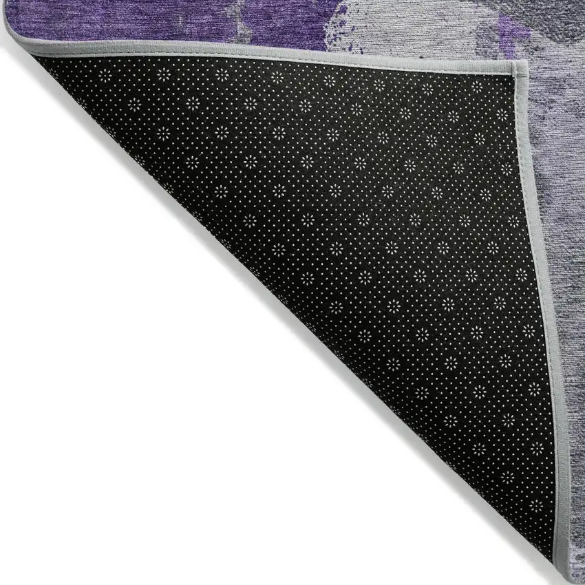 Purple Lilac And Eggplant Abstract Washable Indoor Outdoor Area Rug Photo 3
