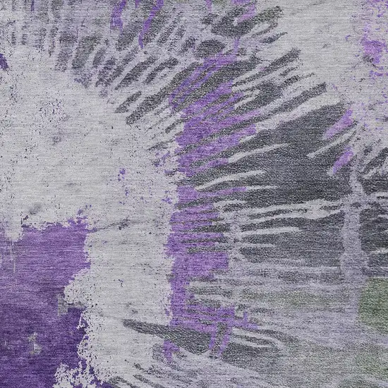Purple Lilac And Eggplant Abstract Washable Indoor Outdoor Area Rug Photo 6