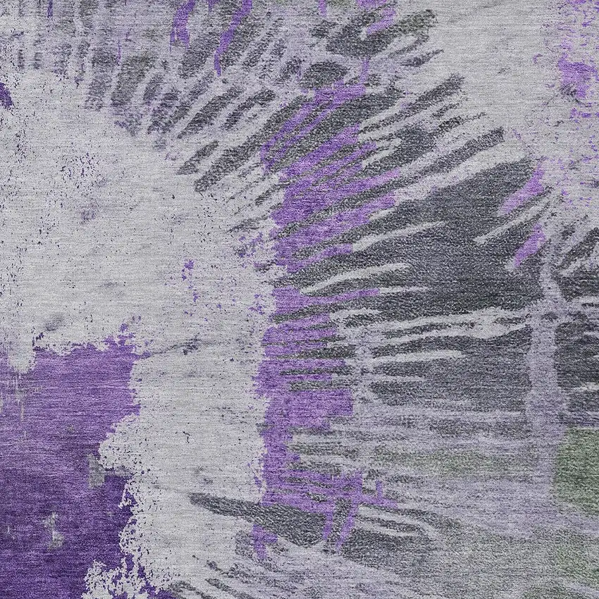 Purple Lilac And Eggplant Abstract Washable Indoor Outdoor Area Rug Photo 6