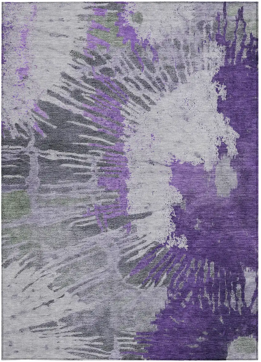 Purple Lilac And Eggplant Abstract Washable Indoor Outdoor Area Rug Photo 7