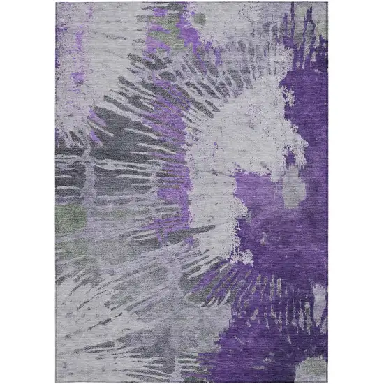 Purple Lilac And Eggplant Abstract Washable Indoor Outdoor Area Rug Photo 7