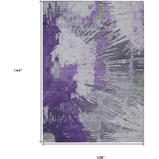 Purple Lilac And Eggplant Abstract Washable Indoor Outdoor Area Rug Photo 3