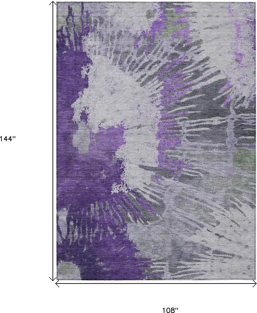 Purple Lilac And Eggplant Abstract Washable Indoor Outdoor Area Rug Photo 3
