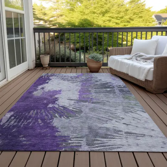 Purple Lilac And Eggplant Abstract Washable Indoor Outdoor Area Rug Photo 9