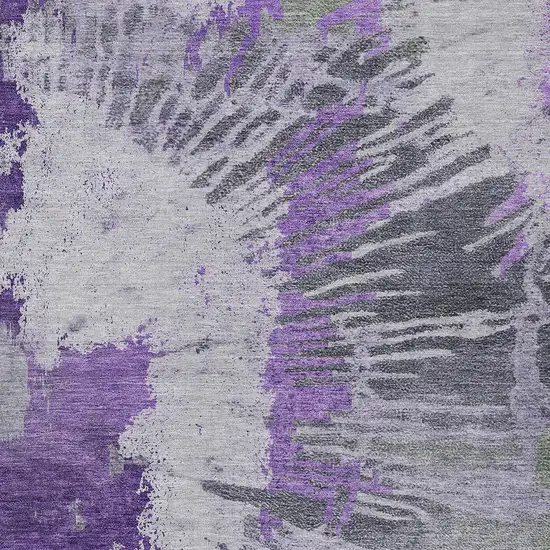 Purple Lilac And Eggplant Abstract Washable Indoor Outdoor Area Rug Photo 6
